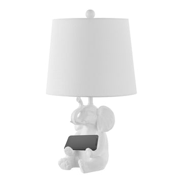 Kairi 21" Modern Shabby Chic Resin/Iron Happy Elephant LED Kids' Table Lamp with Phone Stand - JONATHAN Y